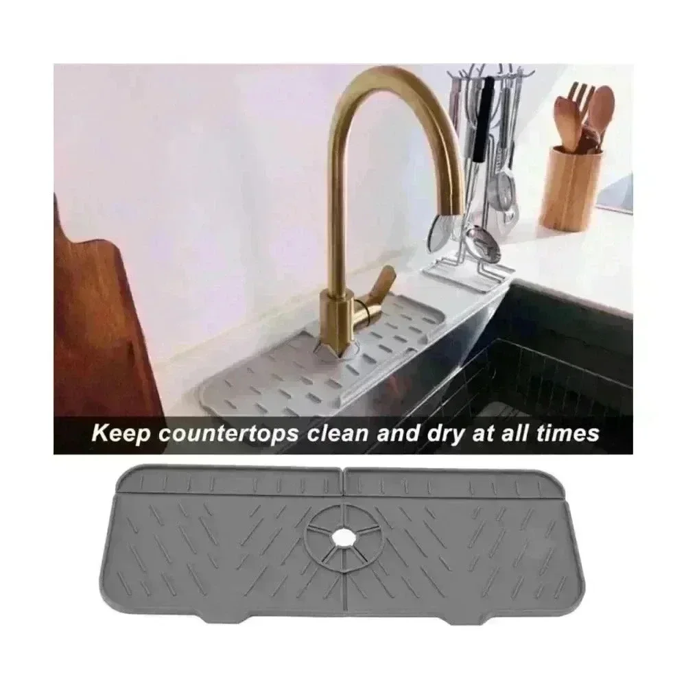 2‎ pack OUKENS Kitchen Sink Mat, Gray, Silicone, 14.7in